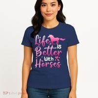 Life Is Better With Horses Horseback Riding Gift Girls Wo Women's T-Shirt thumb 4