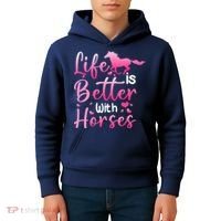 Life Is Better With Horses Horseback Riding Gift Girls Wo Kids Hoodie thumb 4