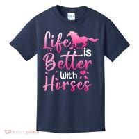 Life Is Better With Horses Horseback Riding Gift Girls Wo Kids T-Shirt thumb 0