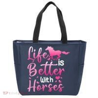 Life Is Better With Horses Horseback Riding Gift Girls Wo Tote Bag thumb 0