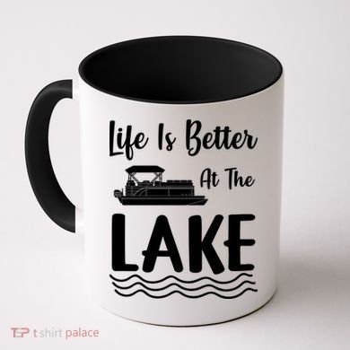 Life Is Better At The Lake Pontoon Boat Pontooning Boating Gift Coffee Mug