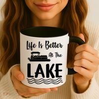 Life Is Better At The Lake Pontoon Boat Pontooning Boating Gift Coffee Mug thumb 3