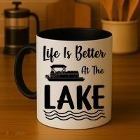 Life Is Better At The Lake Pontoon Boat Pontooning Boating Gift Coffee Mug thumb 4