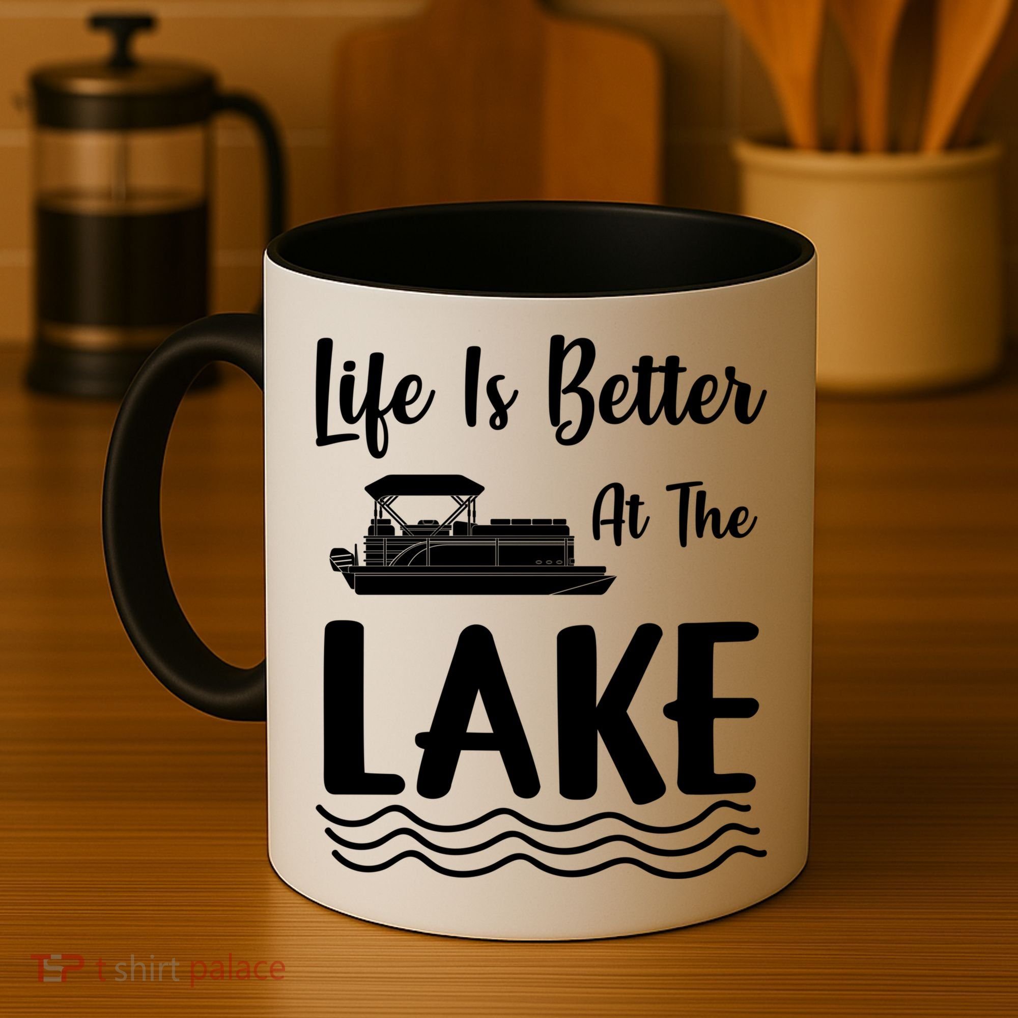 Life Is Better At The Lake Pontoon Boat Pontooning Boating Gift Coffee Mug