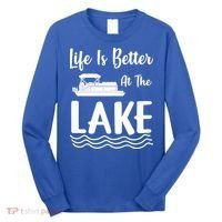 Life Is Better At The Lake Pontoon Boat Pontooning Boating Gift Long Sleeve Shirt thumb 0