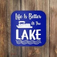Life Is Better At The Lake Pontoon Boat Pontooning Boating Gift Coaster thumb 0