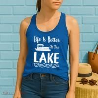 Life Is Better At The Lake Pontoon Boat Pontooning Boating Gift Women's Tank Top thumb 2