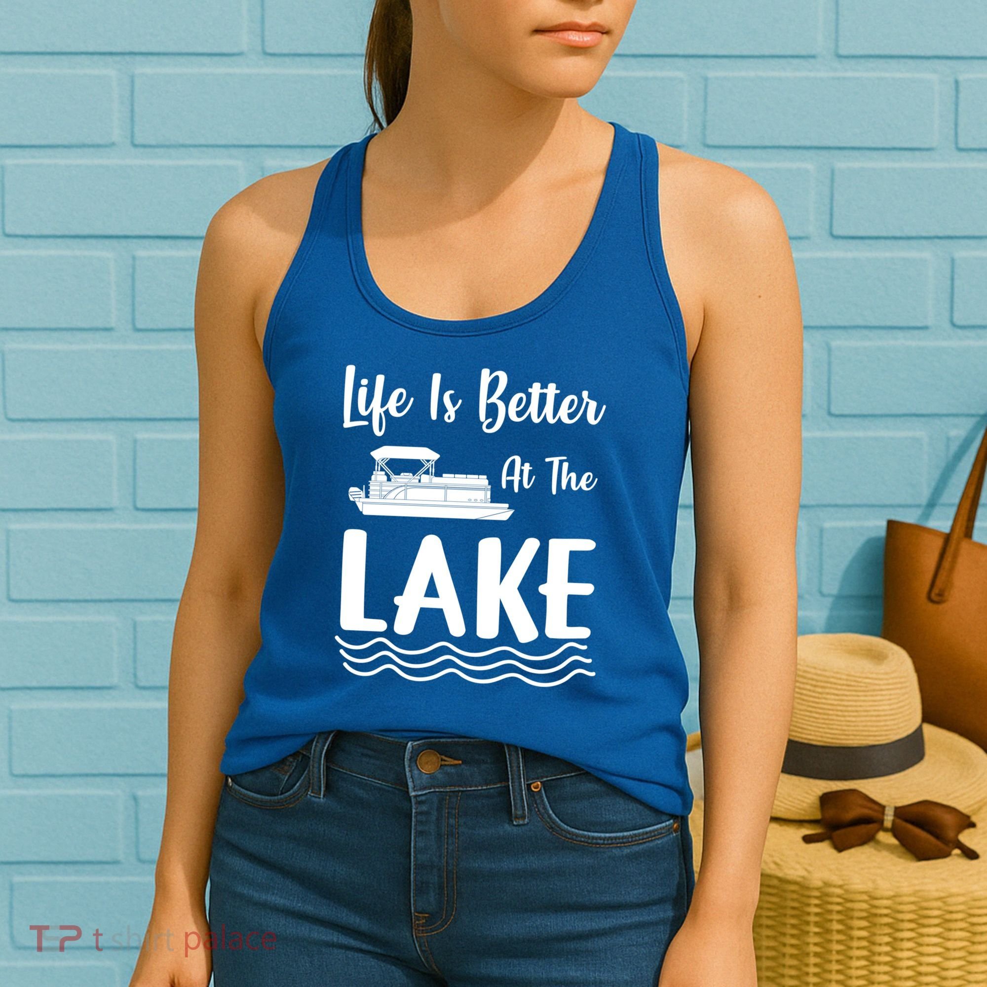 Life Is Better At The Lake Pontoon Boat Pontooning Boating Gift Women's Tank Top