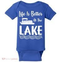 Life Is Better At The Lake Pontoon Boat Pontooning Boating Gift Baby Bodysuit thumb 0