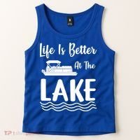 Life Is Better At The Lake Pontoon Boat Pontooning Boating Gift Tank Top thumb 2
