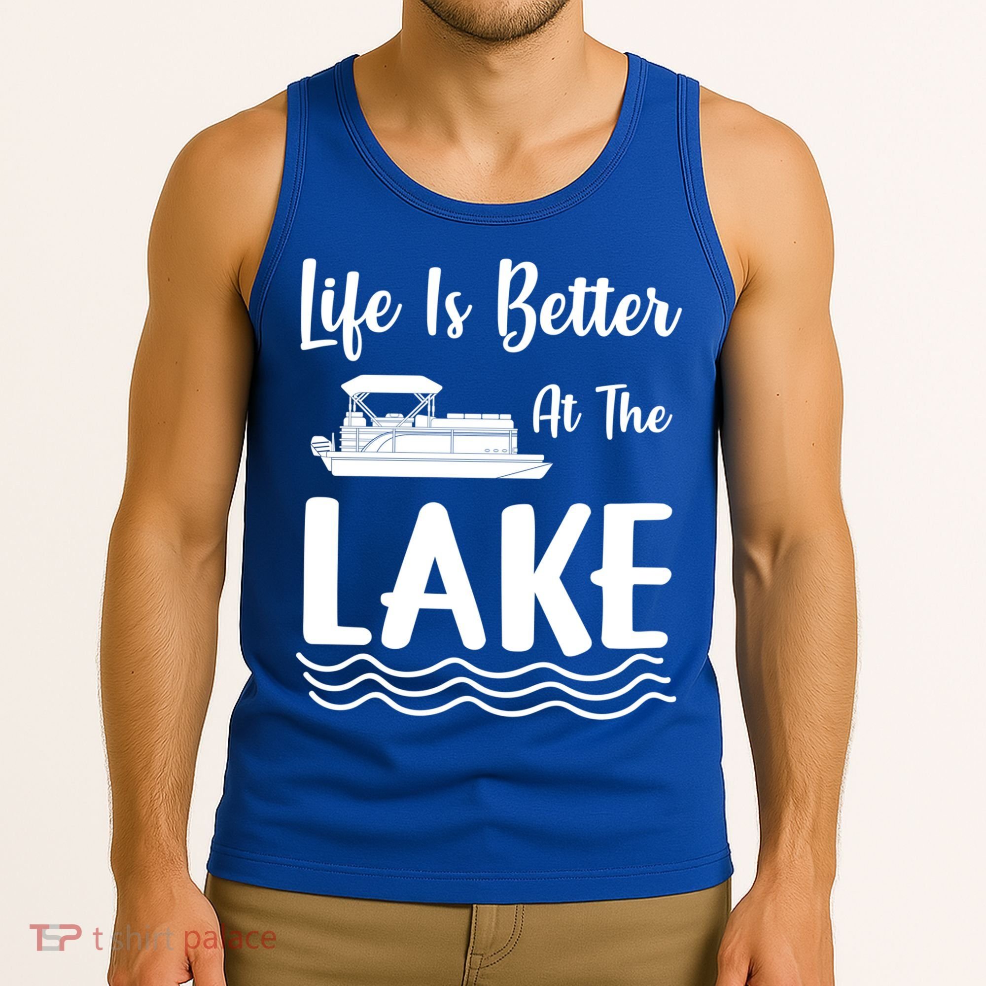 Life Is Better At The Lake Pontoon Boat Pontooning Boating Gift Tank Top