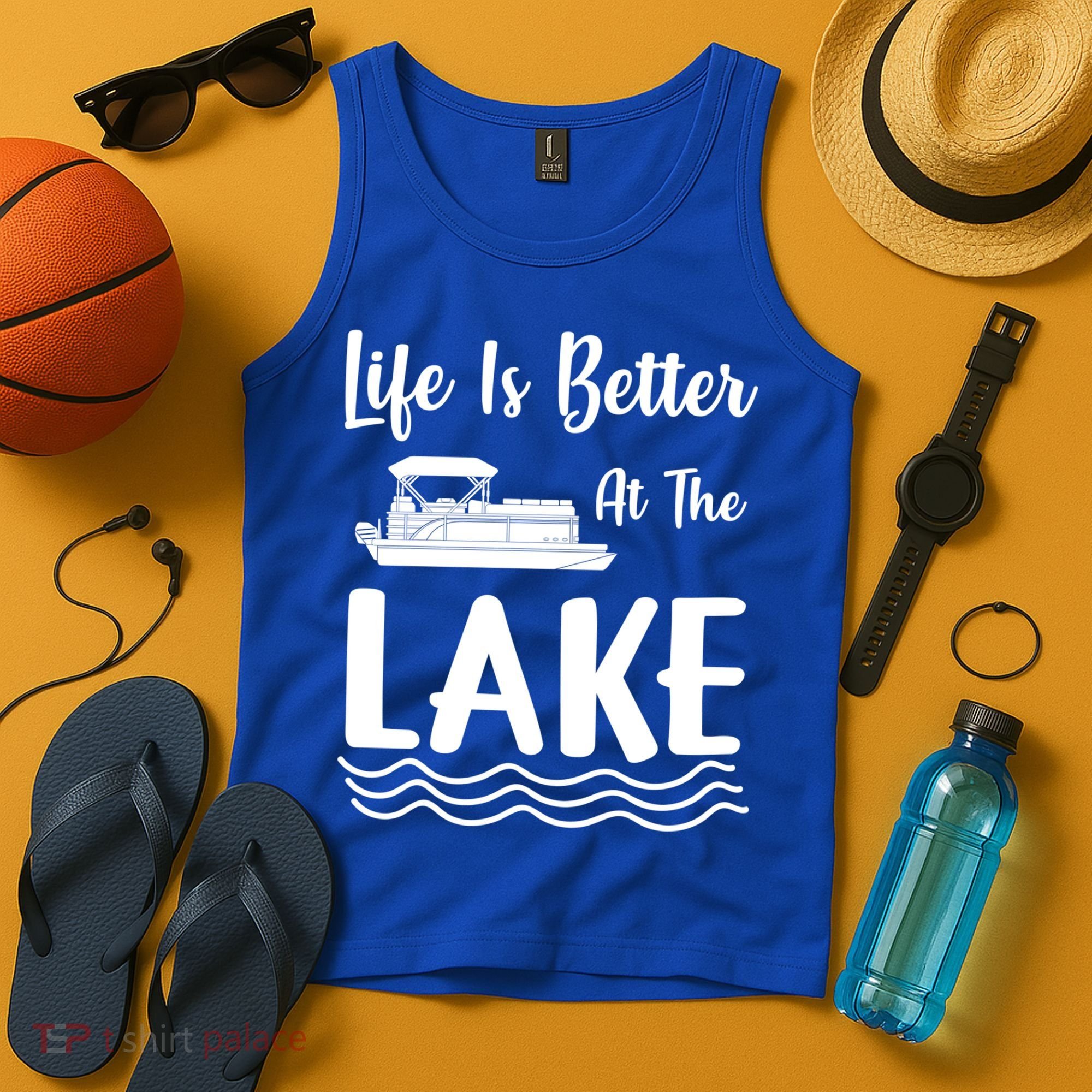 Life Is Better At The Lake Pontoon Boat Pontooning Boating Gift Tank Top
