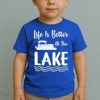 Life Is Better At The Lake Pontoon Boat Pontooning Boating Gift Toddler T-Shirt thumb 2