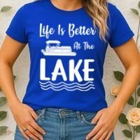 Life Is Better At The Lake Pontoon Boat Pontooning Boating Gift Women's T-Shirt thumb 2