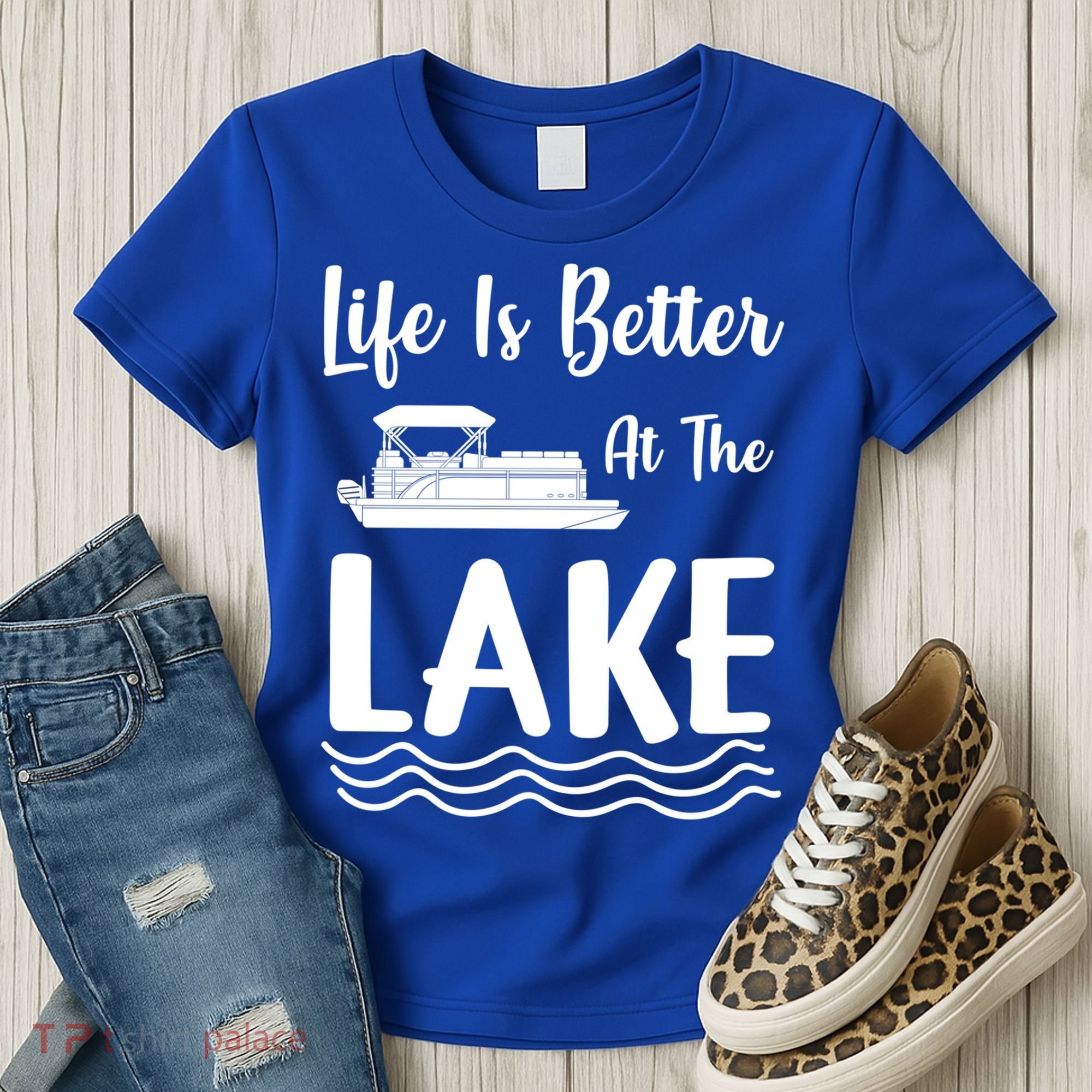 Life Is Better At The Lake Pontoon Boat Pontooning Boating Gift Women's T-Shirt