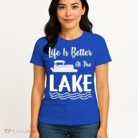 Life Is Better At The Lake Pontoon Boat Pontooning Boating Gift Women's T-Shirt thumb 4