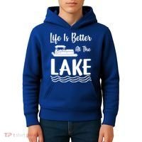 Life Is Better At The Lake Pontoon Boat Pontooning Boating Gift Kids Hoodie thumb 4