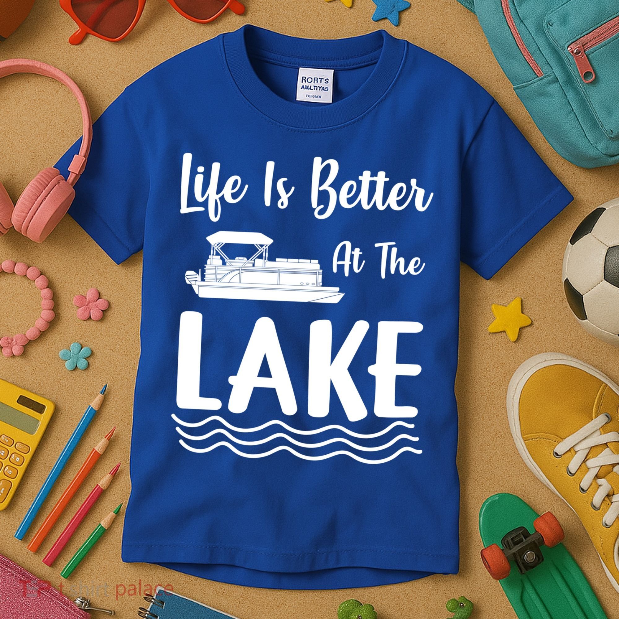 Life Is Better At The Lake Pontoon Boat Pontooning Boating Gift Kids T-Shirt