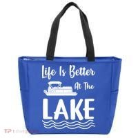 Life Is Better At The Lake Pontoon Boat Pontooning Boating Gift Tote Bag thumb 0