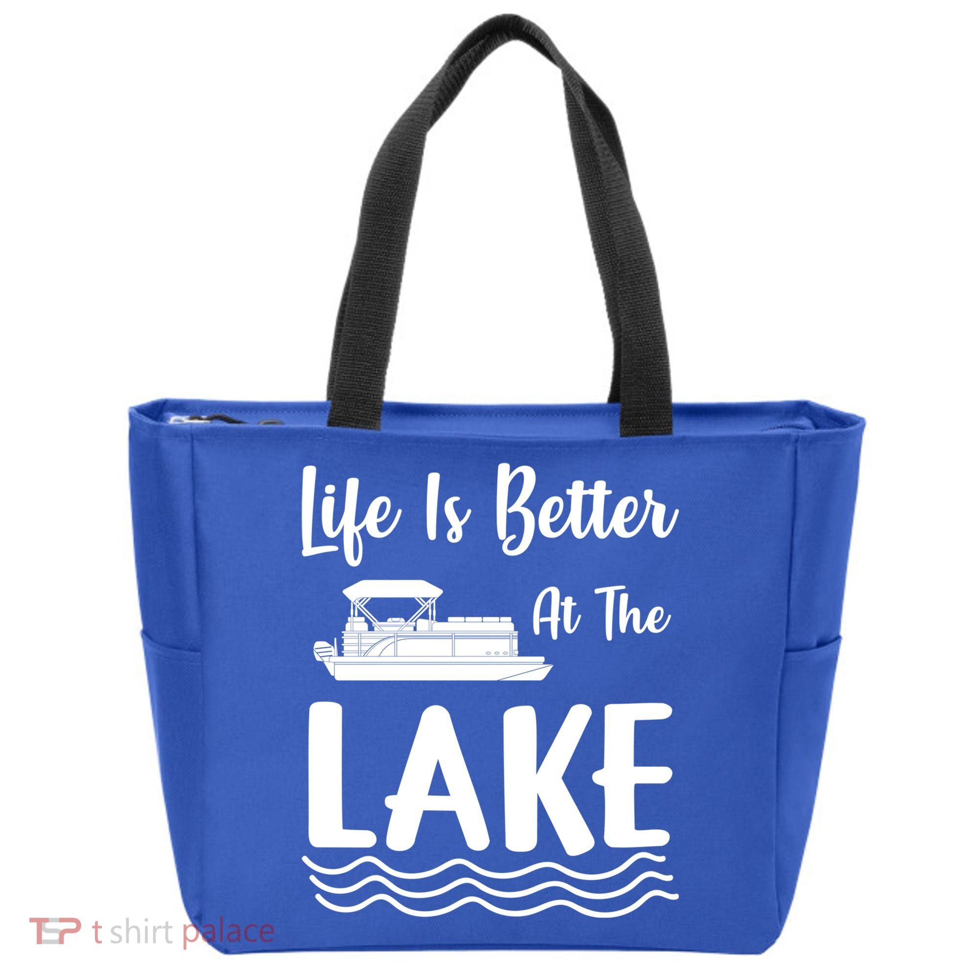 Life Is Better At The Lake Pontoon Boat Pontooning Boating Gift Tote Bag