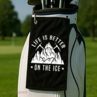 Life Is Better On The Ice Mountaineering Snow Ice Climber Funny Gift Golf Towel thumb 2