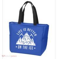 Life Is Better On The Ice Mountaineering Snow Ice Climber Funny Gift Tote Bag thumb 3