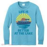 Life Is Better At The Lake Pontoon Boat Pontooning Lake Love Great Gift Kids Long Sleeve Shirt thumb 0