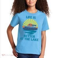 Life Is Better At The Lake Pontoon Boat Pontooning Lake Love Great Gift Kids T-Shirt thumb 2