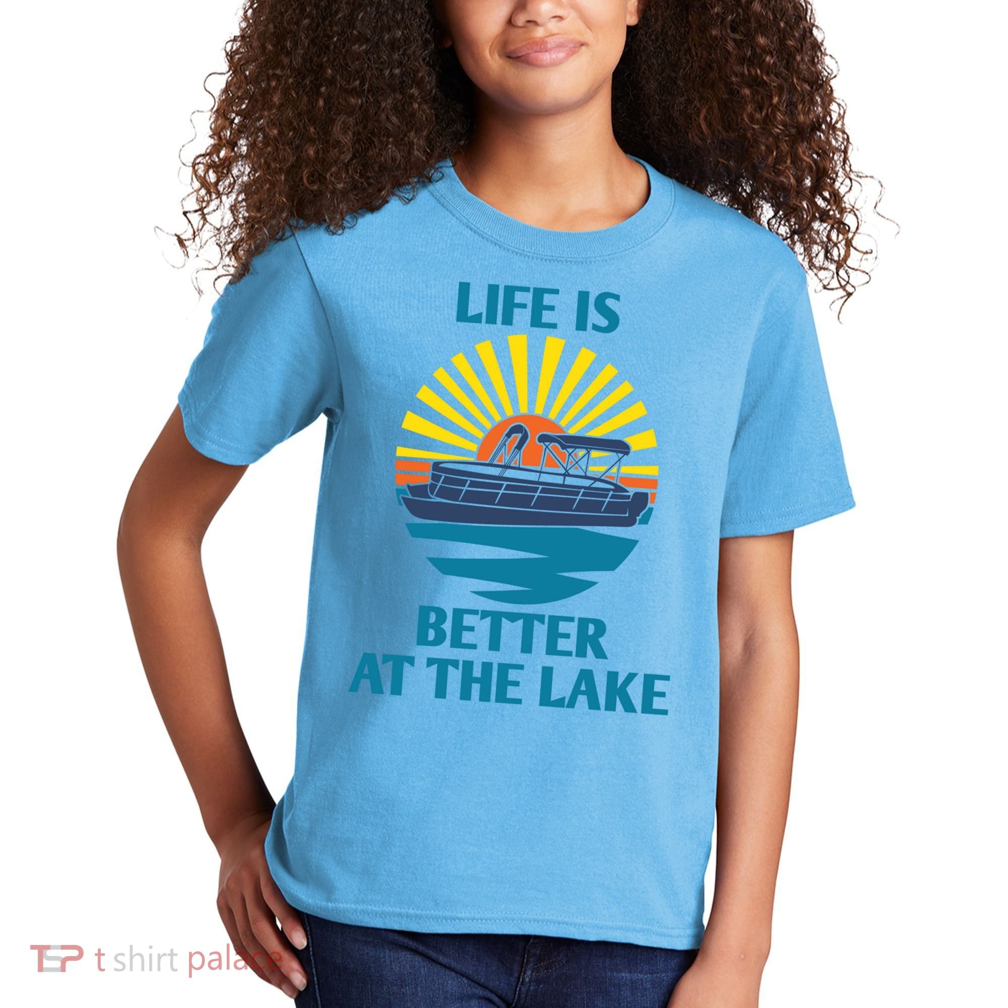 Life Is Better At The Lake Pontoon Boat Pontooning Lake Love Great Gift Kids T-Shirt