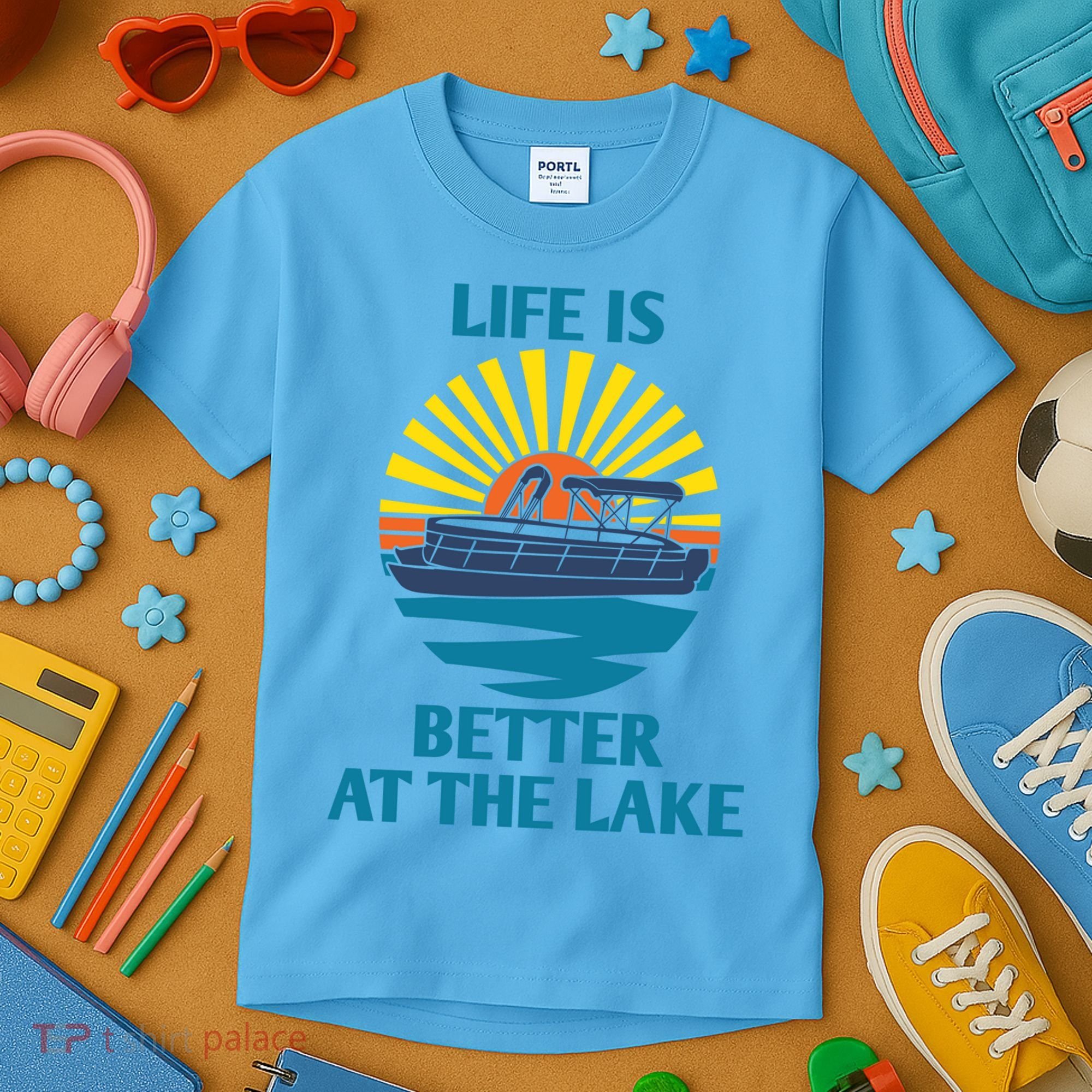 Life Is Better At The Lake Pontoon Boat Pontooning Lake Love Great Gift Kids T-Shirt