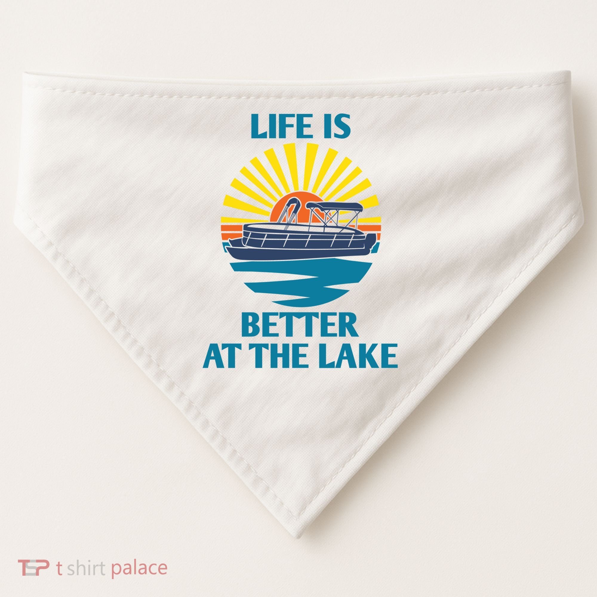 Life Is Better At The Lake Pontoon Boat Pontooning Lake Love Great Gift USA-Made Doggie Bandana