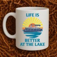 Life Is Better At The Lake Pontoon Boat Pontooning Lake Love Great Gift Coffee Mug thumb 2