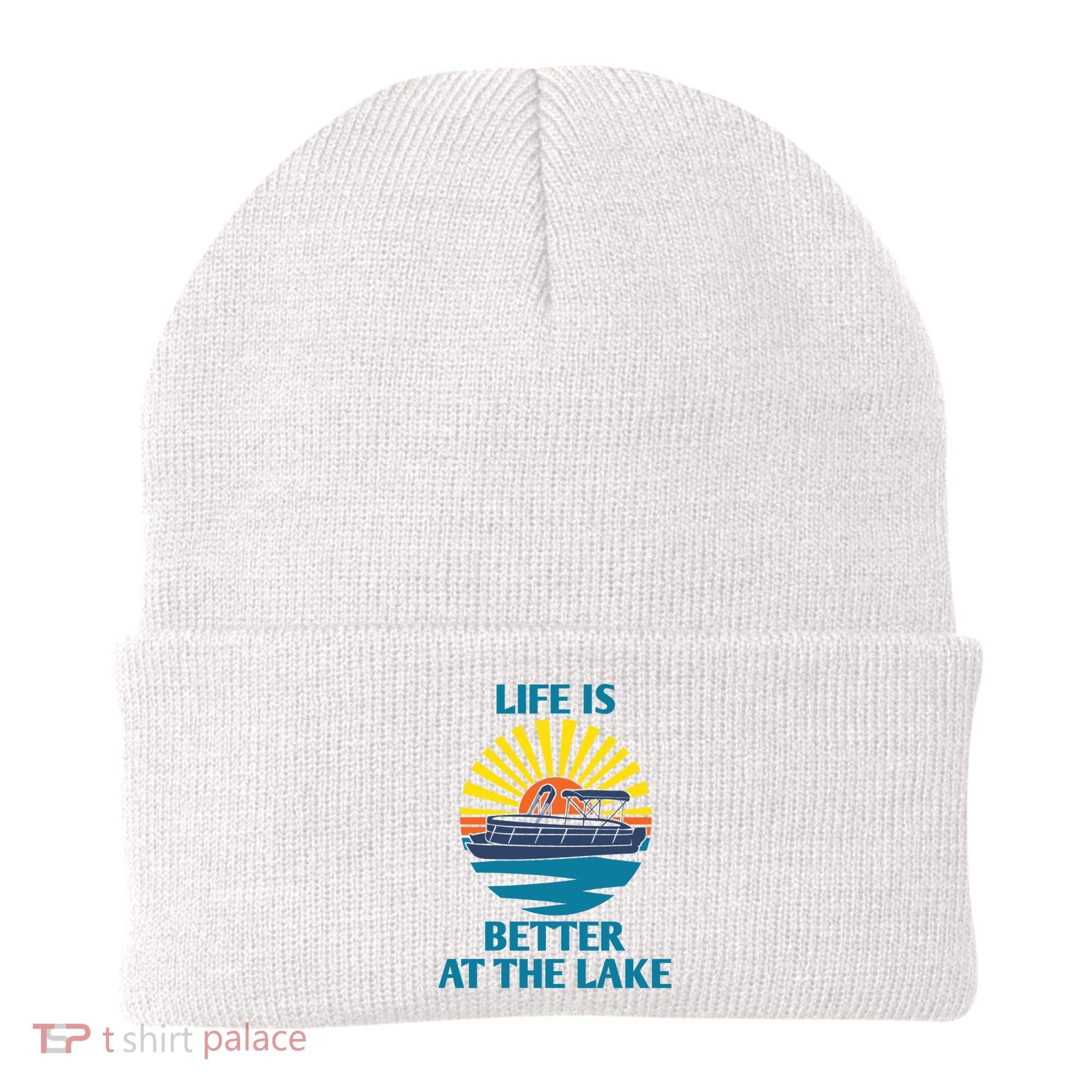 Life Is Better At The Lake Pontoon Boat Pontooning Lake Love Great Gift Beanie
