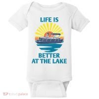 Life Is Better At The Lake Pontoon Boat Pontooning Lake Love Great Gift Baby Bodysuit thumb 0