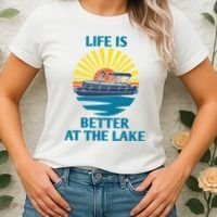 Life Is Better At The Lake Pontoon Boat Pontooning Lake Love Great Gift Women's T-Shirt thumb 2