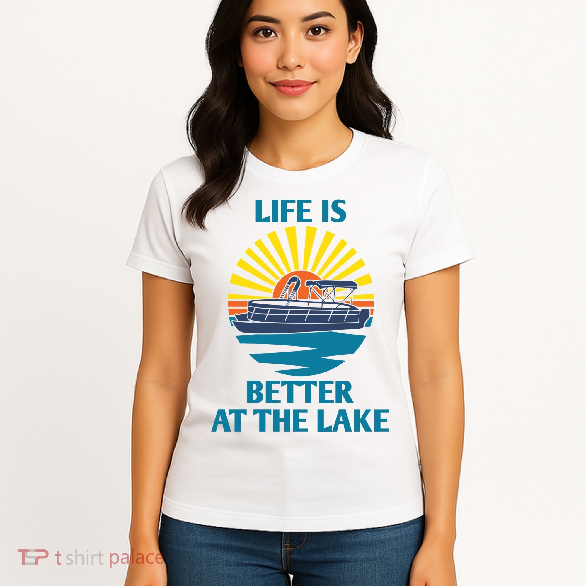 Life Is Better At The Lake Pontoon Boat Pontooning Lake Love Great Gift Women's T-Shirt
