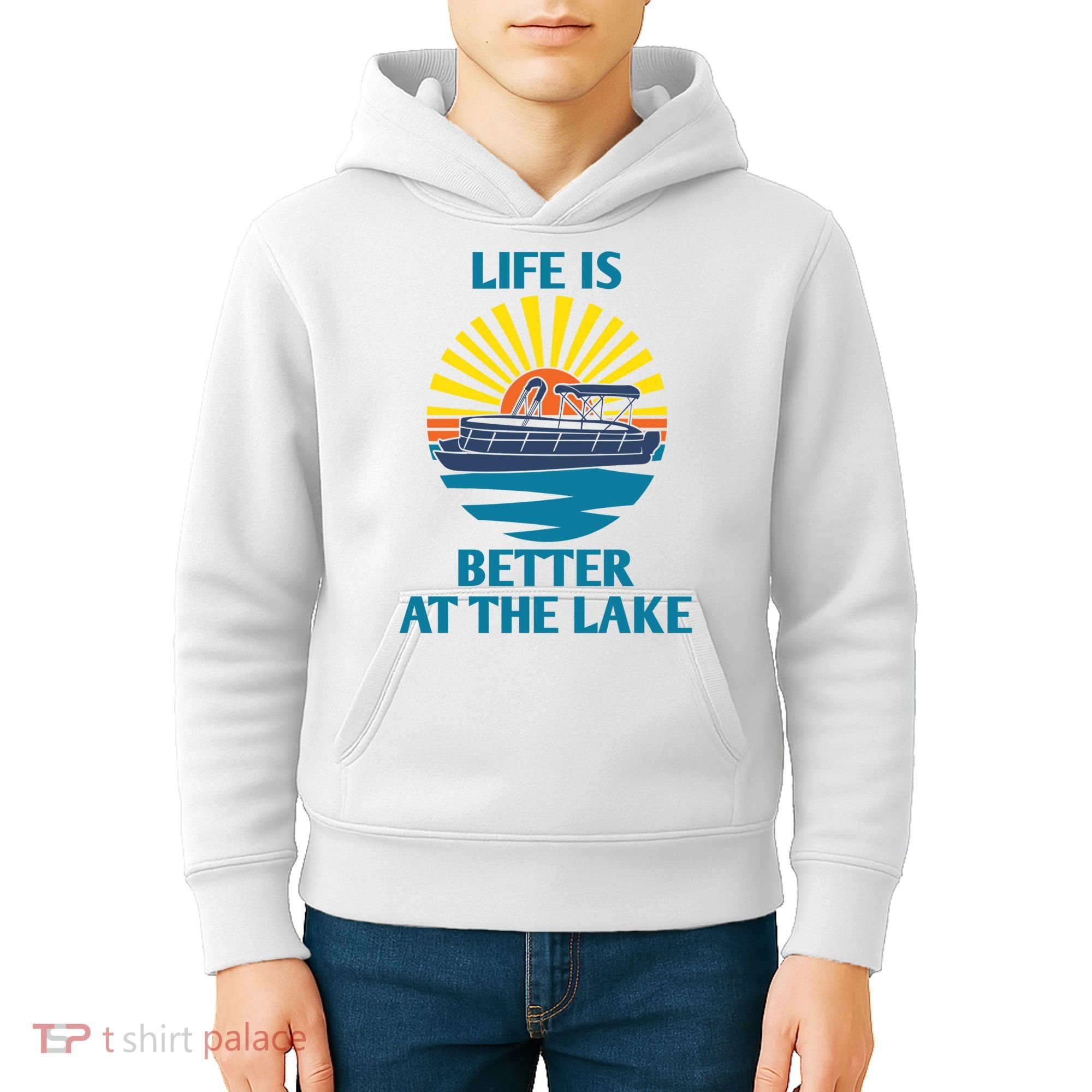 Life Is Better At The Lake Pontoon Boat Pontooning Lake Love Great Gift Kids Hoodie