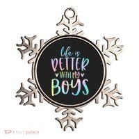 Life Is Better With My Boy Mom Of Boy Gifts Tie Dye Long Ornament thumb 0