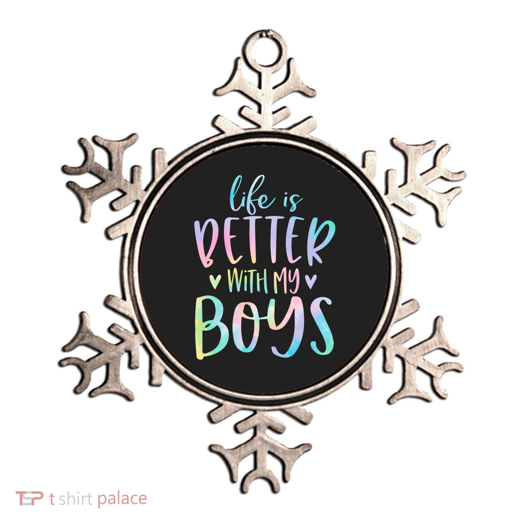 Life Is Better With My Boy Mom Of Boy Gifts Tie Dye Long Ornament
