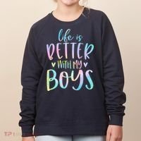 Life Is Better With My Boy Mom Of Boy Gifts Tie Dye Long Women's Sweatshirt thumb 0