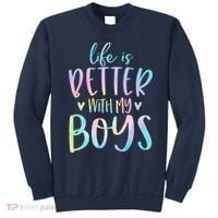 Life Is Better With My Boy Mom Of Boy Gifts Tie Dye Long Sweatshirt thumb 0