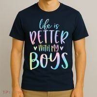 Life Is Better With My Boy Mom Of Boy Gifts Tie Dye Long T-Shirt thumb 3