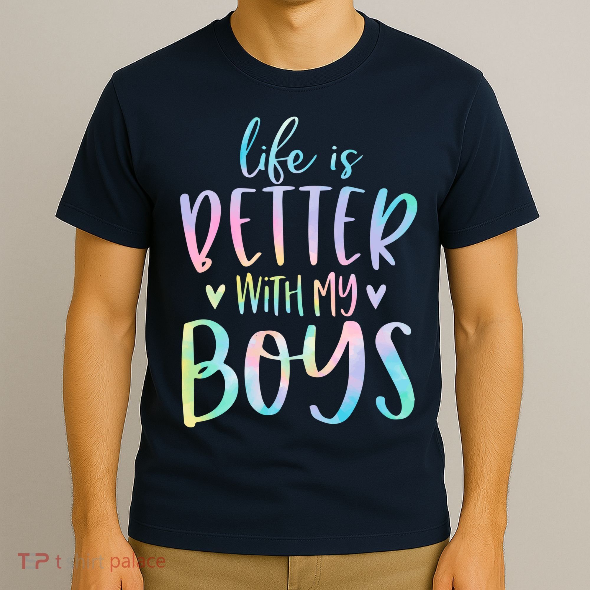 Life Is Better With My Boy Mom Of Boy Gifts Tie Dye Long T-Shirt