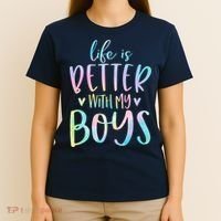 Life Is Better With My Boy Mom Of Boy Gifts Tie Dye Long T-Shirt thumb 4