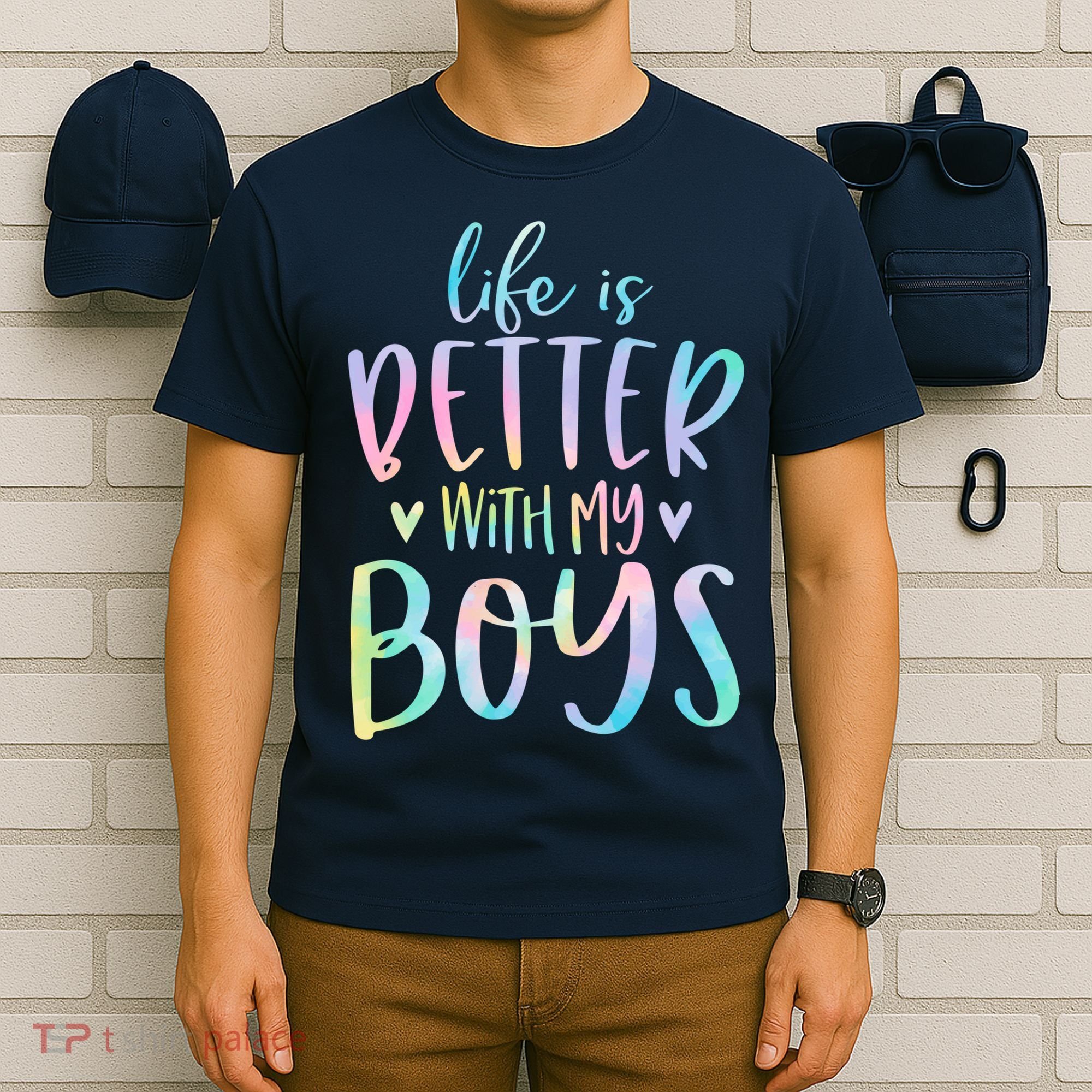 Life Is Better With My Boy Mom Of Boy Gifts Tie Dye Long T-Shirt