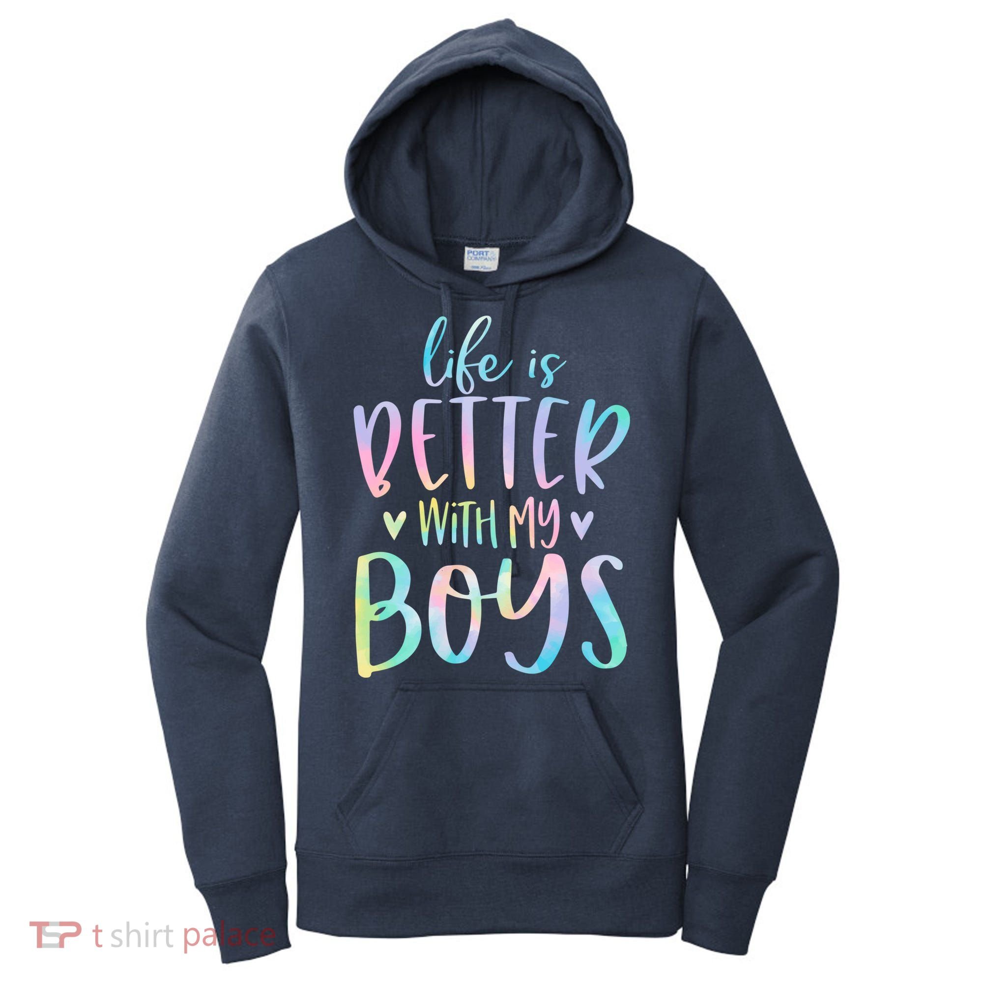 Life Is Better With My Boy Mom Of Boy Gifts Tie Dye Long Women's Hoodie