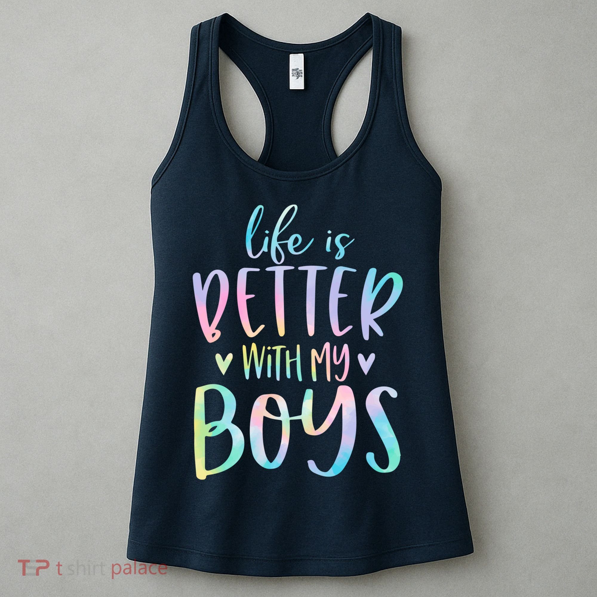Life Is Better With My Boy Mom Of Boy Gifts Tie Dye Long Women's Tank Top