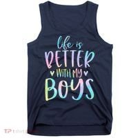 Life Is Better With My Boy Mom Of Boy Gifts Tie Dye Long Tank Top thumb 0