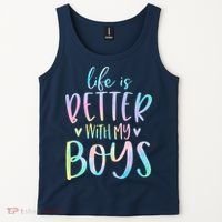 Life Is Better With My Boy Mom Of Boy Gifts Tie Dye Long Tank Top thumb 2