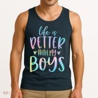 Life Is Better With My Boy Mom Of Boy Gifts Tie Dye Long Tank Top thumb 3